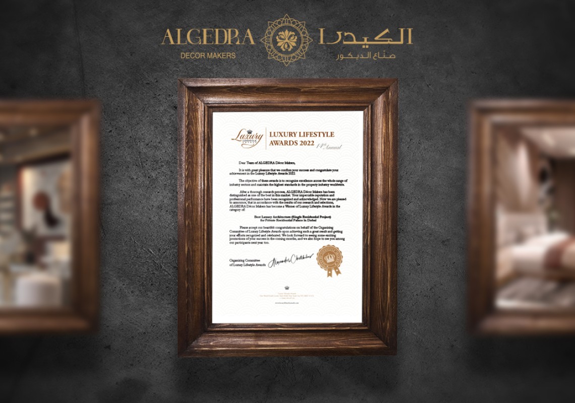 Algedra wins the Best Luxury Architecture Award at the 14th Annual Luxury Lifestyle Awards 2022 Algedra wins the Best Luxury Architecture Award at the 14th Annual Luxury Lifestyle Awards 2022